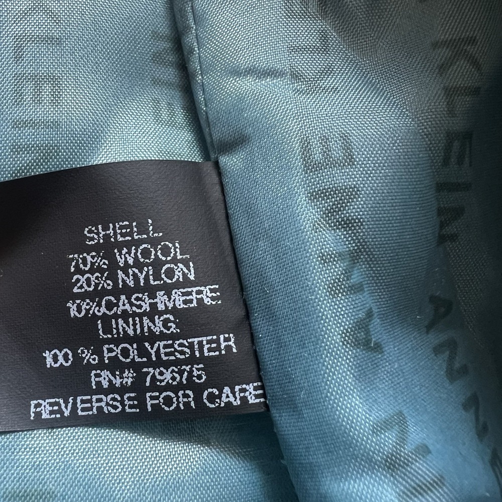 Anne Klein Seafoam Blue Full Length Cashmere Wool Blend Collar Coat Size 0 - Picture 8 of 16